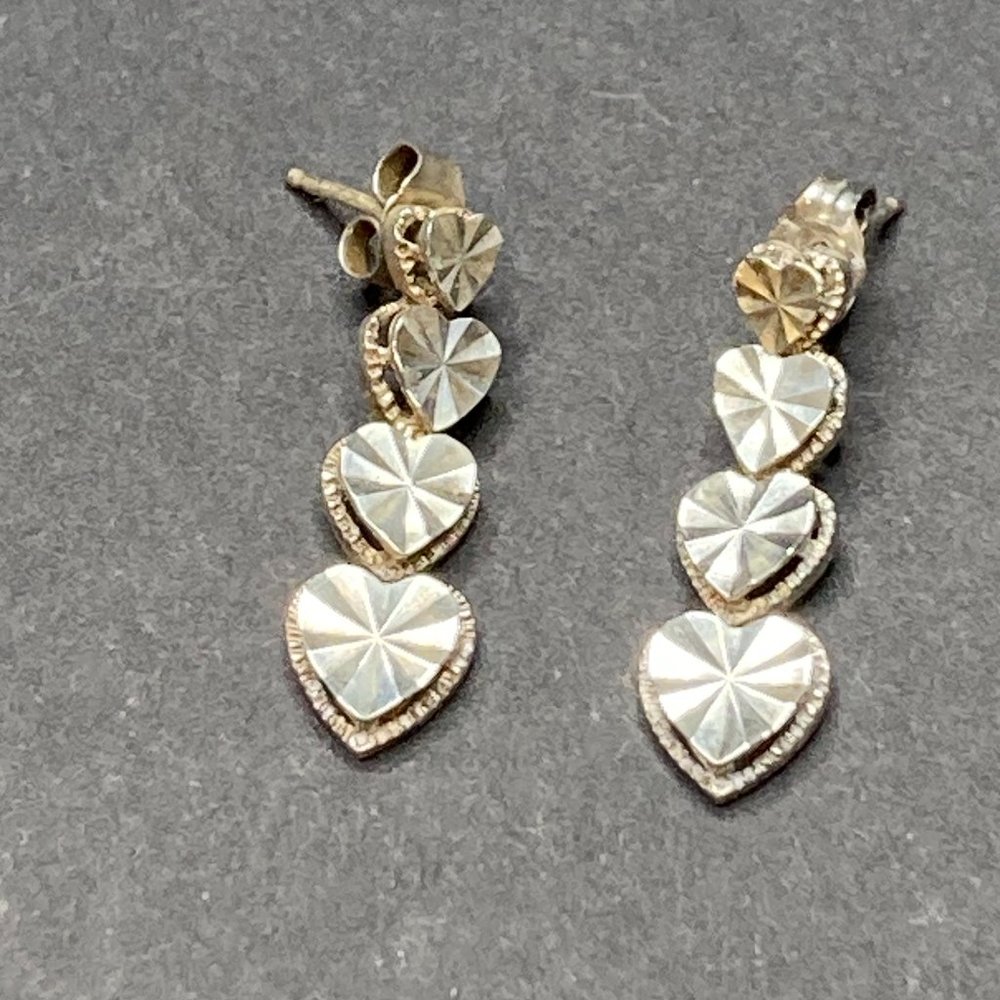 Sterling Silver Heart Dangle Earrings